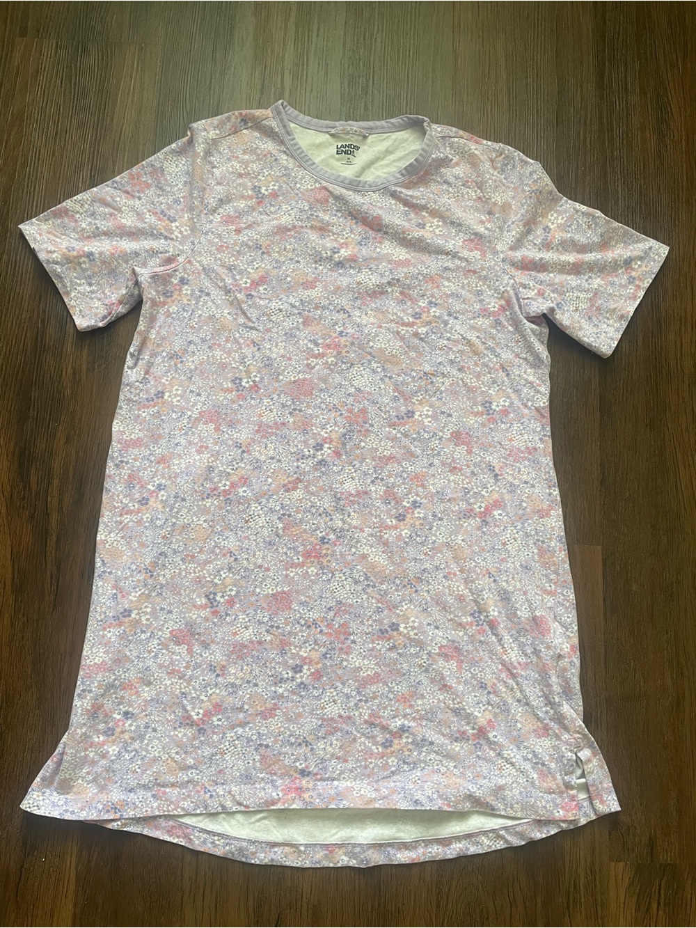Lands' End Women's MEDIUM 10-12 Short Sleeve Multicolor Floral Sleep Shirt
